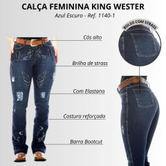 Calça Jeans Feminina King Wester Com Strass De Pena R:1140-1