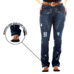 Calça Jeans Feminina King Wester Com Strass De Pena R:1140-1