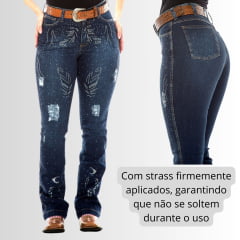 Calça Jeans Feminina King Wester Com Strass De Pena R:1140-1