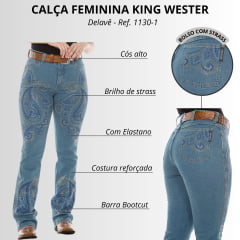 Calça Jeans Feminina King Wester Delavê Com Strass R:1130-1