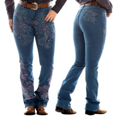 Calça Jeans Feminina King Wester Delavê Com Strass R:1170-3