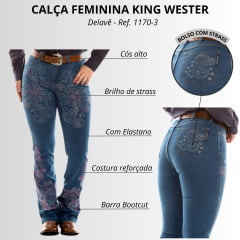 Calça Jeans Feminina King Wester Delavê Com Strass R:1170-3