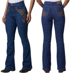Calça Feminina Laço Forte Bordado Arabesco Ocre Nos Bolsos REF:7034 Calça Feminina Laço Forte Bordado Arabesco Ocre Nos Bolsos REF:7034