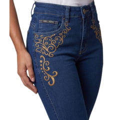 Calça Feminina Laço Forte Bordado Arabesco Ocre Nos Bolsos REF:7034