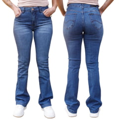 Calça Feminina Lee Hoxie Azul Médio Premium Stretch Bootcut Ref:3416L