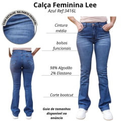 Calça Feminina Lee Hoxie Azul Médio Premium Stretch Bootcut Ref:3416L