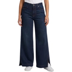 Calça Feminina Lee Wide Leg Premium Denim Cintura Alta Lavagem Escura Ref: 3363L