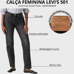Calça Feminina Levi's 501 Curve Stretch Preta Ref:0036A0000