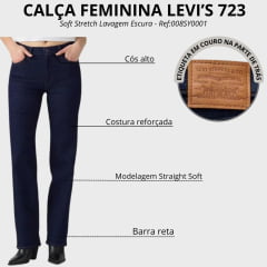 Calça Feminina Levi's 723 High Rise Straight Soft Stretch Lavagem Escura Ref:008SY0001