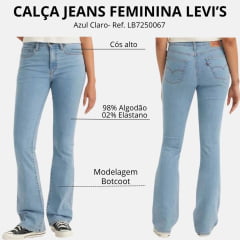 Calça Feminina Levi's 725 High Rise Bootcut Lavagem Clara Ref:LB7250067