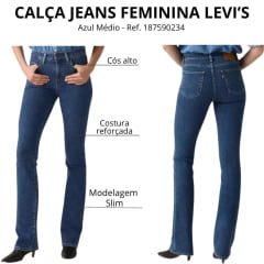 Calça Feminina Levi's Stellar 725 High Rise Bootcut Azul Médio Ref:187590234