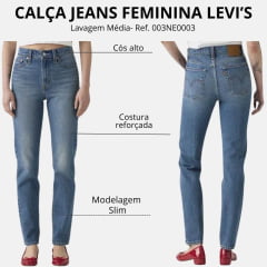 Calça Feminina Levi's Wedgie Slim Stretch Lavagem Média Ref:003NE0003