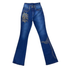 Calça Jeans Feminina Minuty Com Bordado e Strass Ref. 231341