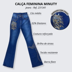 Calça Jeans Feminina Minuty Com Bordado e Strass Ref. 231341