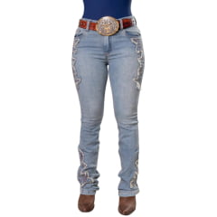 Calça Feminina Texas Farm Bound Detalhes Desfiados Bordado Marrom Ref: PDF060