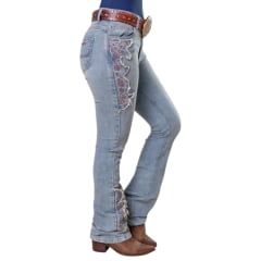 Calça Feminina Texas Farm Bound Detalhes Desfiados Bordado Marrom Ref: PDF060