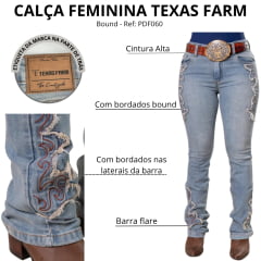 Calça Feminina Texas Farm Bound Detalhes Desfiados Bordado Marrom Ref: PDF060
