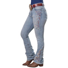 Calça Feminina Texas Farm Bound Detalhes Desfiados Bordado Marrom Ref: PDF060