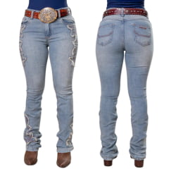 Calça Feminina Texas Farm Bound Detalhes Desfiados Bordado Marrom Ref: PDF060