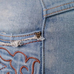 Calça Feminina Texas Farm Bound Detalhes Desfiados Bordado Marrom Ref: PDF060