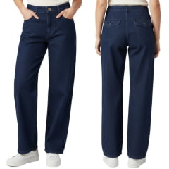 Calça Feminina Lee Pantalona Baby A-Line Cintura Alta Azul Escuro Ref:3356L