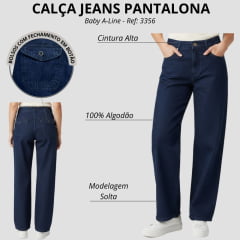 Calça Feminina Lee Pantalona Baby A-Line Cintura Alta Azul Escuro Ref:3356L