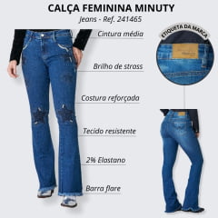 Calça Minuty Jeans Feminina Com Brilho de Strass Ref 241576