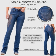 Calça Feminina Buphallos Jeans Bootcut Horse Luxo R. BPL790