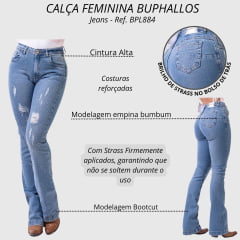 Calça Feminina Buphallos Jeans Claro Strass - Ref. BPL884