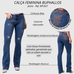 Calça Feminina Buphallos Jeans Escuro Bordado F- Ref. BPL827