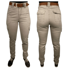 Calça Feminina La Jineteada Cargo Estonada Caqui Ref.: 1000024