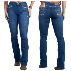 Calça Feminina Miss Country Jeans Bordada no Bolso Ref. 1008