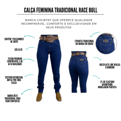 Calça Feminina Race Bull Azul Stone Tradicional - Ref: 014ST
