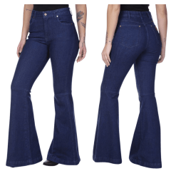 Calça Feminina Wrangler Jeans Maxi Flare Azul Ref. WF2103UN