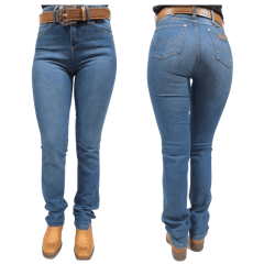  Calça Jeans Country Feminina Western Wrangler Tradicional Reta Azul Clara