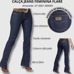 Calça Jeans Country Feminina Pura Raça Azul Stone  Ref: 000005