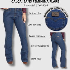 Calça Jeans Country Feminina Pura Raça Boot Flare Azul