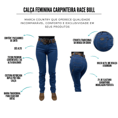 Calça Jeans Feminina Carpinteira Race Bull Delavê