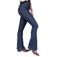 Calça Jeans Flare Feminina Wrangler Western Azul Escura