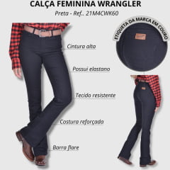 Calça Wrangler Feminina Flare Preta REF 21M4CWK60UN