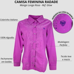 Camisa Country Feminina Radade Roxo Com Strass Ref. GLOW