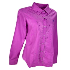 Camisa Country Feminina Radade Roxo Com Strass Ref. GLOW