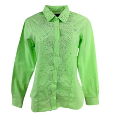 Camisa Country Feminina Radade Verde Claro Com Strass Ref. Glow