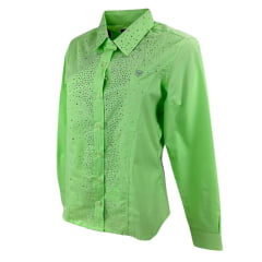 Camisa Country Feminina Radade Verde Claro Com Strass Ref. Glow