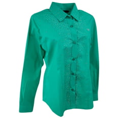 Camisa Country Feminina Radade Verde Com Strass Ref. Glow