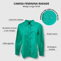 Camisa Country Feminina Radade Verde Com Strass Ref. Glow