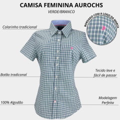 Camisa Feminina Aurochs Manga Curta Xadrez Com Bordado - Escolha a cor