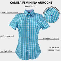 Camisa Feminina Aurochs Manga Curta Xadrez De Botão - Escolha a cor