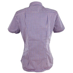 Camisa Feminina Aurochs Manga Curta Xadrez Vermelho/Azul Com Logo Vermelha Ref: 12345