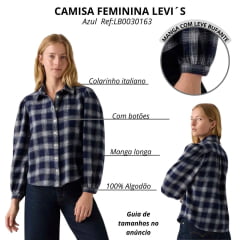 Camisa Feminina Canelada Levi's Manga Longa Azul Escuro Ref:003P40008